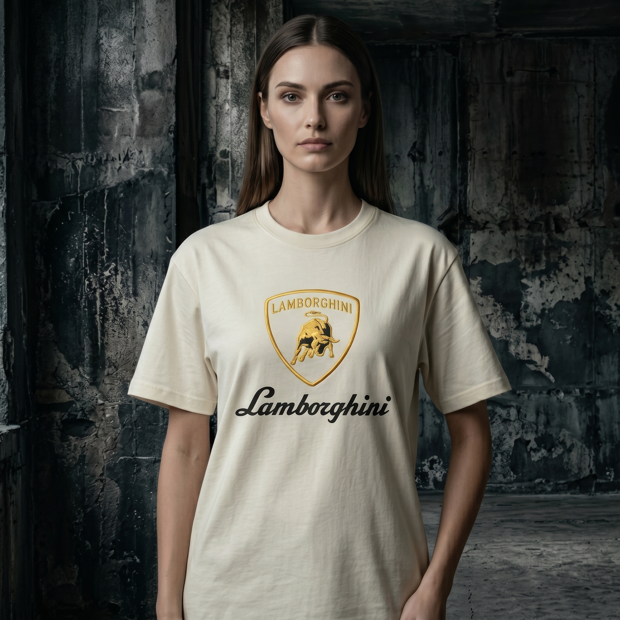 Lamborghini Beige Bull Logo T-Shirt
