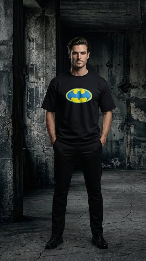 Batman Classic Logo & Character Graphic T-Shirt