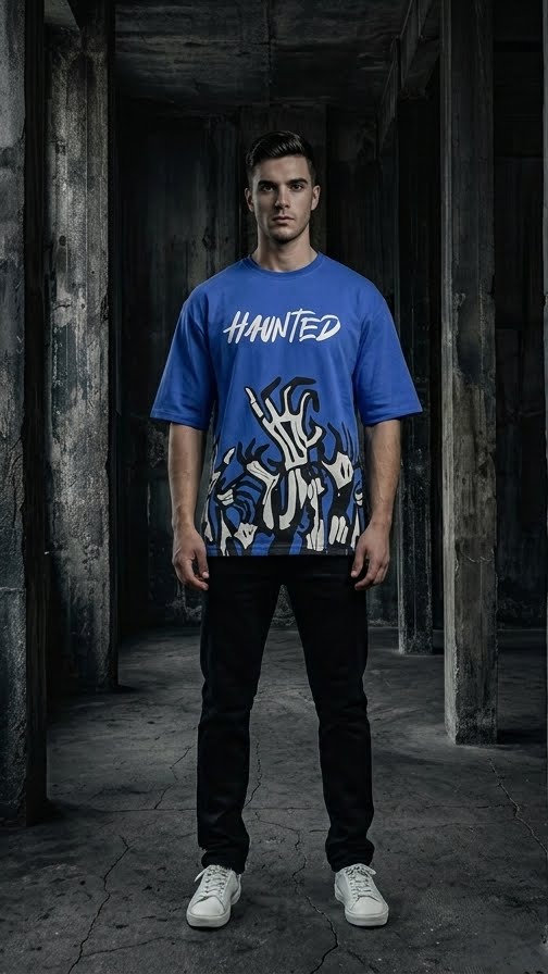 Blue 'Haunted' Skeleton Hands T-Shirt