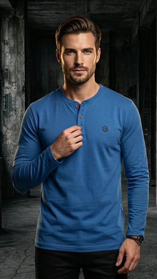 Flying machine Essential Blue Long-Sleeve Henley