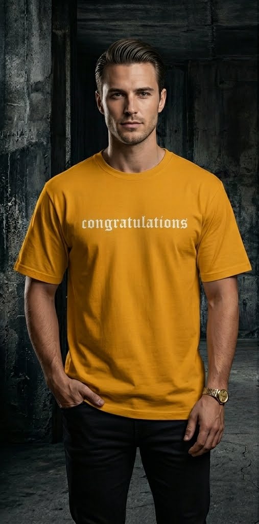 Mustard 'Congratulations' Checkerboard T-Shirt