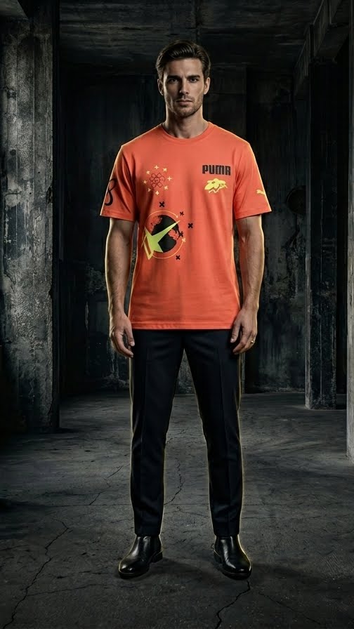 Puma Orange Planetary Graphic T-Shirt