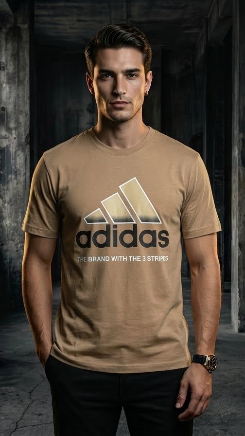 Adidas Tan Gradient Logo T-Shirt